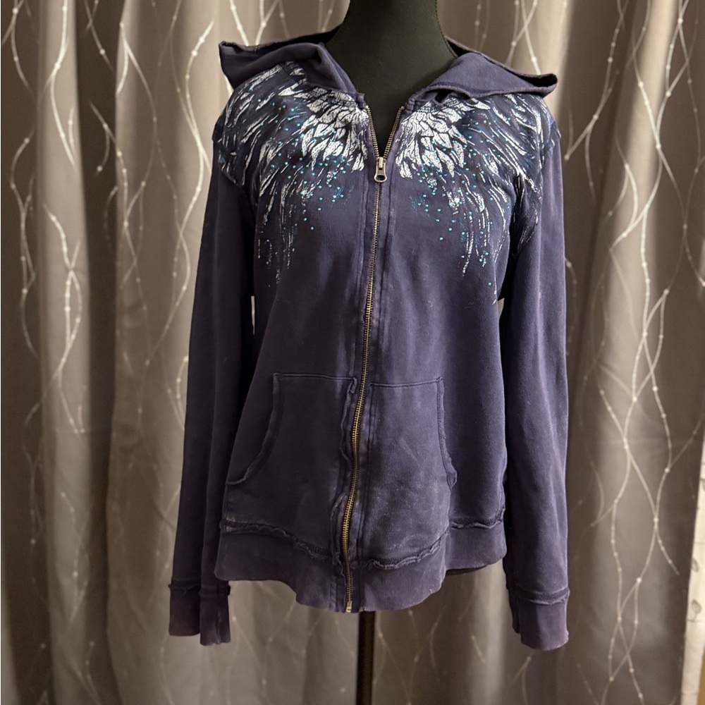 Old Navy Dark Blue Hoodie with Feather Design